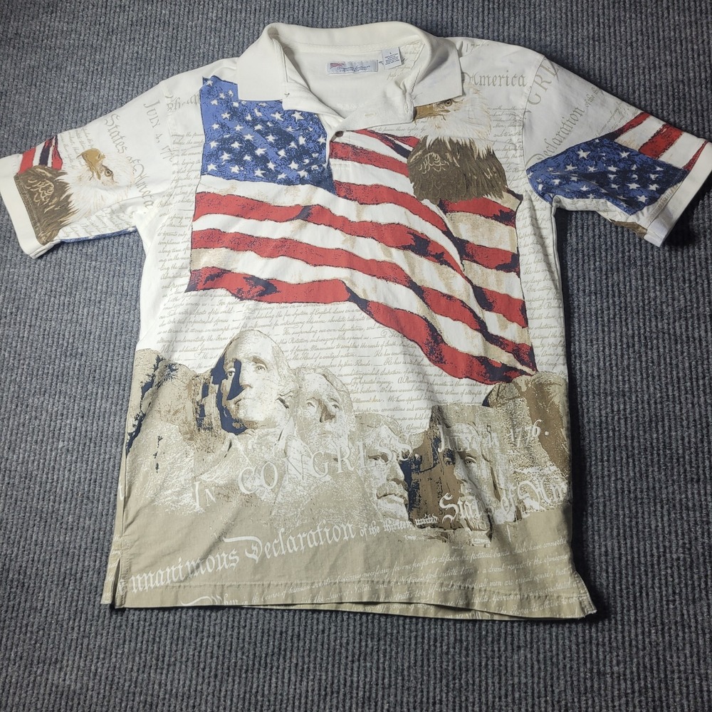 American Summer Polo Shirt‎ American Flag Declaration Of Independence AOP Large